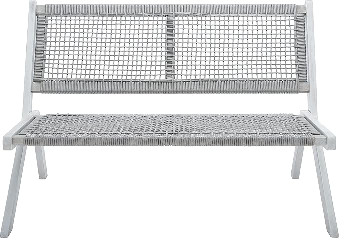 SAFAVIEH Outdoor Collection Kobina Grey Acacia Wood/Grey Rope Foldable Bench by SAFAVIEH