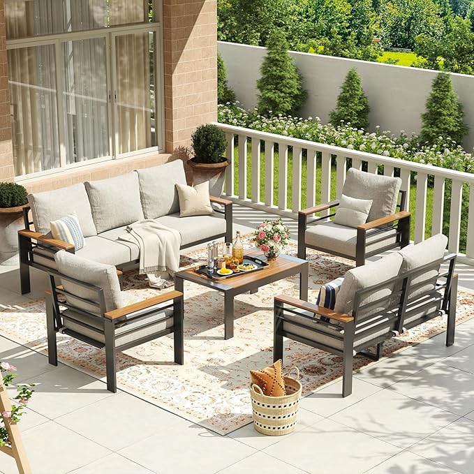 Aoxun Aluminum Patio Furniture Set 7 Seats, Oversized Outdoor Sectional - Image 4
