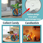 Stained Glass Moon Mushroom Planter, Indoor Decorative Plant Pot - Image 5