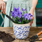 Vintage Ceramic Planter with Drainage Hole, Plastic Tray & Mesh, 5.5 Inch - Image 2