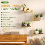 Window Rotating Plant Stand Shelf Indoor Gold Metal Floating Shelves 4-Tier - Image 3