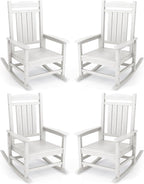 KINGYES Oversized Outdoor Rocking Chair Set of 4, High Density Polyethylene by KINGYES