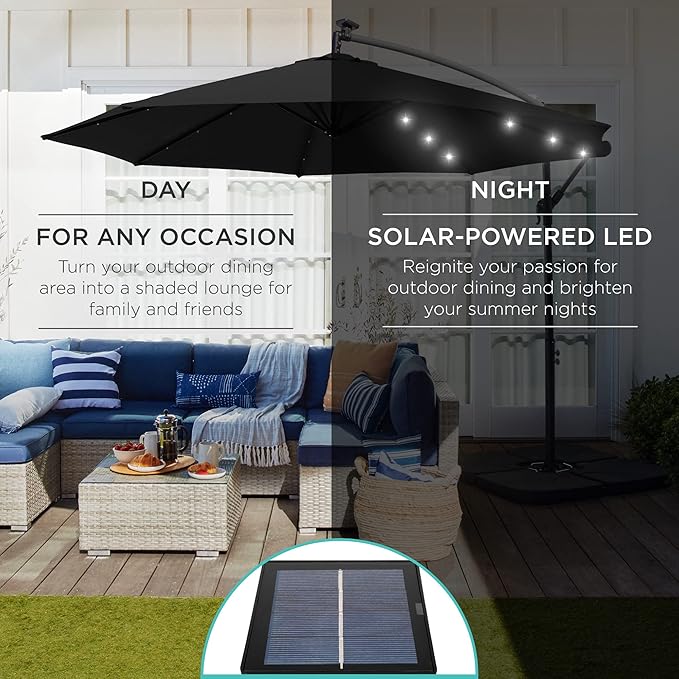 Best Choice Products 10ft Solar LED Offset Cantilever Hanging Market Patio - Image 3