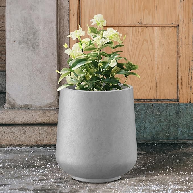 Kante 11.6" Dia Round Concrete Planter, Outdoor Indoor Large Plant Pots - Image 10