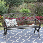 Sophia & William Metal Outdoor Bench, Cast Iron Park Benches - Image 6