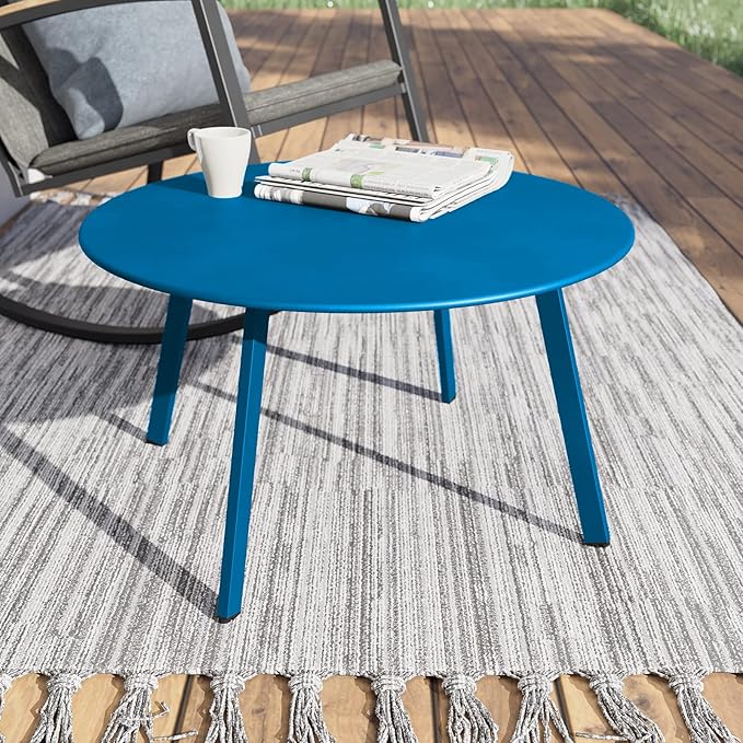 Grand patio 28-inch Round Steel Coffee Table, Outdoor Patio Side Table - Image 8
