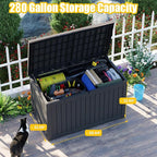 Deck Box - 280 Gallon Large Outdoor Storage box, Waterproof Patio Furniture and - Image 2
