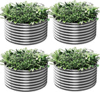 4 Pack Tall 2x2x1.5ft Round Galvanized Raised Garden Bed Outdoor, Metal Garden by Mostmahes