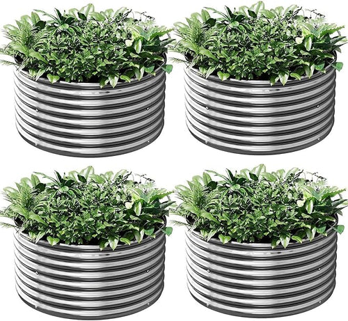 4 Pack Tall 2x2x1.5ft Round Galvanized Raised Garden Bed Outdoor, Metal Garden by Mostmahes