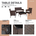 Shintenchi 4 Piece Outdoor Patio Furniture Set, Wicker Rattan Patio - Image 4