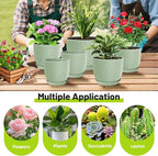 Plastic Plant Pots 10/9/8/7.5/7 inch Set of 5, Flower Planters - Image 5