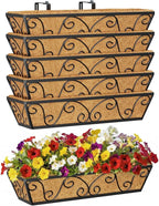 6pcs 24 Inch Window Deck with Coco Liner, Metal Hanging Flower Planter Window by LAWYAMAI
