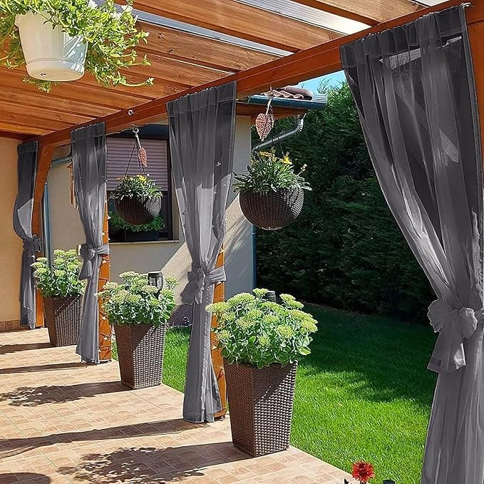 SpaceDresser Waterproof Outdoor Sheer Curtains - Image 4