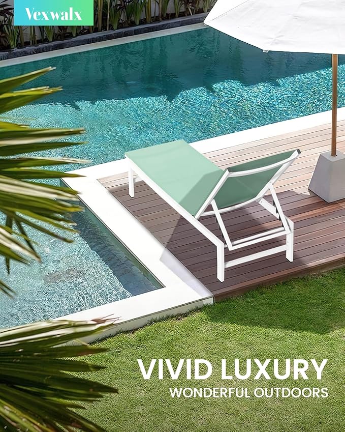 Outdoor Lounge Chairs Set of 2, Aluminum Patio Chaise Lounge Chairs - Image 2
