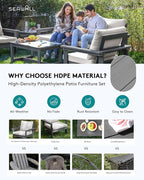 SERWALL HDPE Patio Furniture Set, 7-piece Outdoor Sectional Sofa Set, All - Image 3