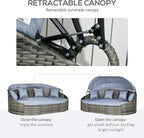 Outsunny 4-Piece Outdoor Rattan Furniture Set, Round Convertible Patio Daybed - Image 4