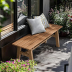 VINGLI 47” Outdoor Bench Garden Bench HDPE Porch Bench w/Metal Legs, Poly - Image 2