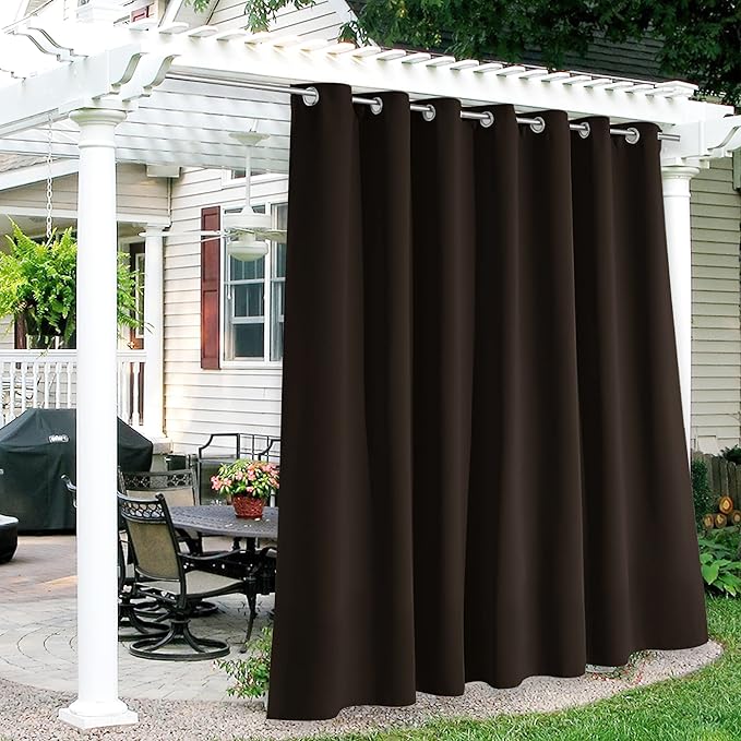 RYB HOME Porch Curtains Outdoor Blackout 100% Privacy Waterproof Curtain by RYBHOME