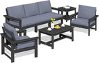 SERWALL HDPE Patio Furniture Set, 7-piece Outdoor Sectional Sofa Set, All by SERWALL