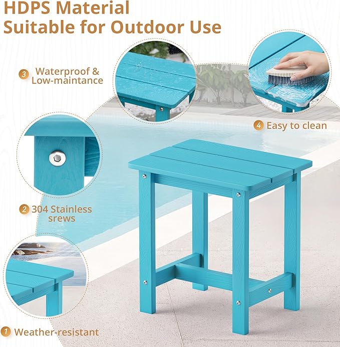 LUE BONA Outdoor Side Table, HDPS Small Outdoor Table, Rectangle Adirondack - Image 5