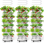 Strawberry Vertical Planters Tower Garden 3 Pack, 7 Tiered Stacking Herb by Tectsia