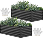 YITAHOME 6x3x2ft 2pcs Large Raised Garden Bed Kit, Galvanized Metal Planter Box by YITAHOME