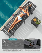 SERWALL Outdoor Chaise Lounge Set of 2, All-Weather HDPE Pool Lounge Chairs - Image 9