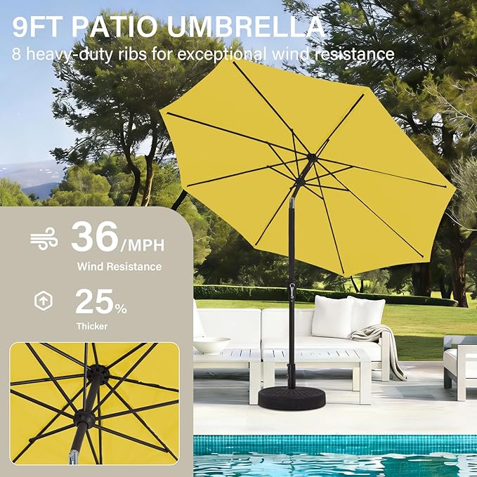 MEWAY 9ft Patio Umbrella Outdoor Table Umbrellas - Image 4