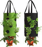 2 Pack Black and Green Upside Down Tomato & Herb Planter, Hanging Durable by Homyhoo
