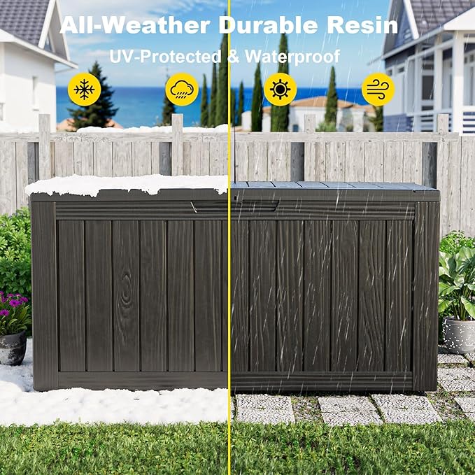 75 Gallon Waterproof Outdoor Storage Box, Resin Deck Box, Lockable Outside - Image 6