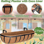 ZeeDix 24 Inch Railing Planter Box, 2 Pack Metal Window Boxes - Image 2