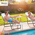 Outsunny Folding Chaise Lounge Chair, Pool Sun Tanning Chair, Outdoor Lounge - Image 2