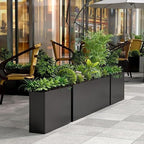 Black Steel Planter Box for Outdoor Plants 24" x 10" x 24" Metal Rectangular - Image 5