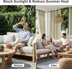 RYB HOME Outdoor Curtains for Patio Waterproof Block Sunlight Thermal Insulated - Image 2