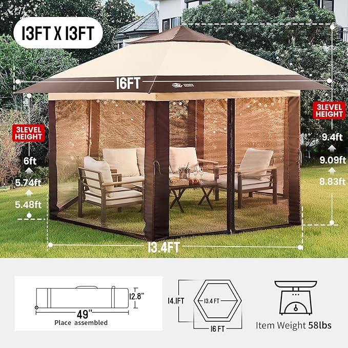 CROWN SHADES 13x13 Pop Up Gazebo - Image 6