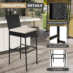 HAPPYGRILL Wicker Patio Barstools Set of 2, Outdoor Rattan Bar Chairs - Image 8