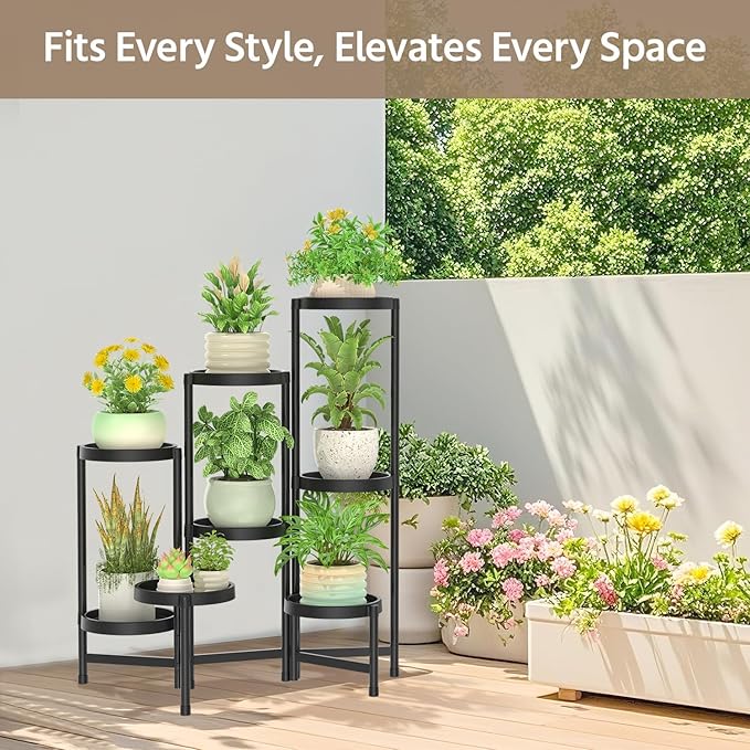 LASZOLA 8 Tiered Folding Plant Stand Indoor - Image 2