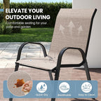Patio Dining Chairs Set of 2, Outdoor Stackable Chairs, Breathable Seat and - Image 4