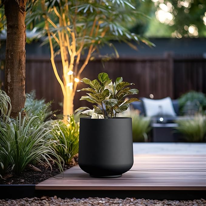 Kante 15.3" Dia Round Concrete Planter, Outdoor Indoor Large Plant Pots - Image 6