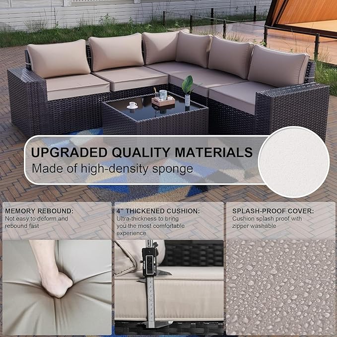 Kullavik 12 Pieces Outdoor Patio Furniture Set PE Wicker Rattan Sectional Sofa - Image 3
