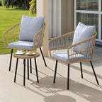 DWVO 3 Piece Patio Bistro Set, Patio Furniture Set Outdoor Wicker Bistro Rattan by DWVO