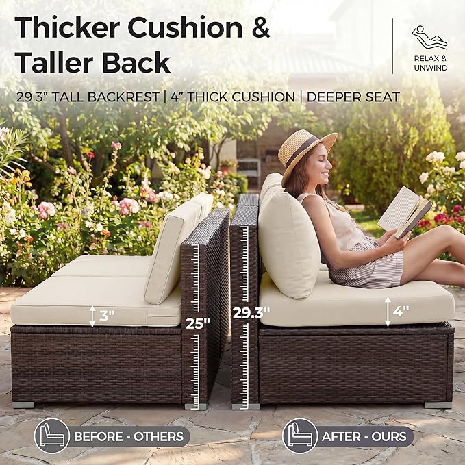 NICESOUL Modern Luxury Outdoor Patio Sectional Furniture Set - Image 7