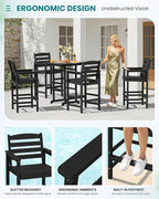 SERWALL 5-Piece Adirondack Bar Chairs Set, HDPE Adirondack Barstools - Image 5