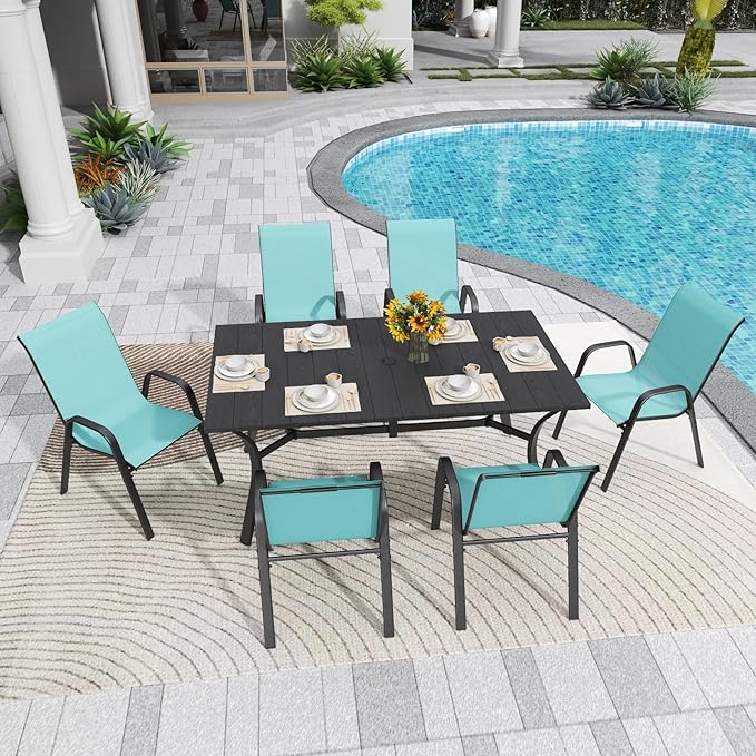 Patio Chairs Set of 6, Stackable Outdoor Dining Chairs - Image 3