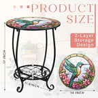 Outdoor Side Table Round Small Mosaic Patio Accent Indoor End Plant Metal - Image 3