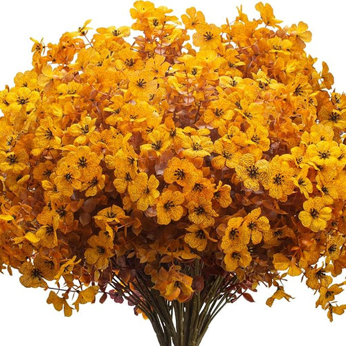 16 Bundles Artificial Fall Mums Outdoor UV Resistant, Fake Silk Plants No Fade by Grunyia