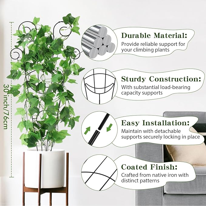 ZOUTOG Trellis for Climbing Plants Indoor 4 Pack 30 Inch, Rustproof Metal - Image 3