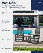 KINGYES Oversized Outdoor Rocking Chair Set of 4, All-Weather Patio Rocking - Image 7