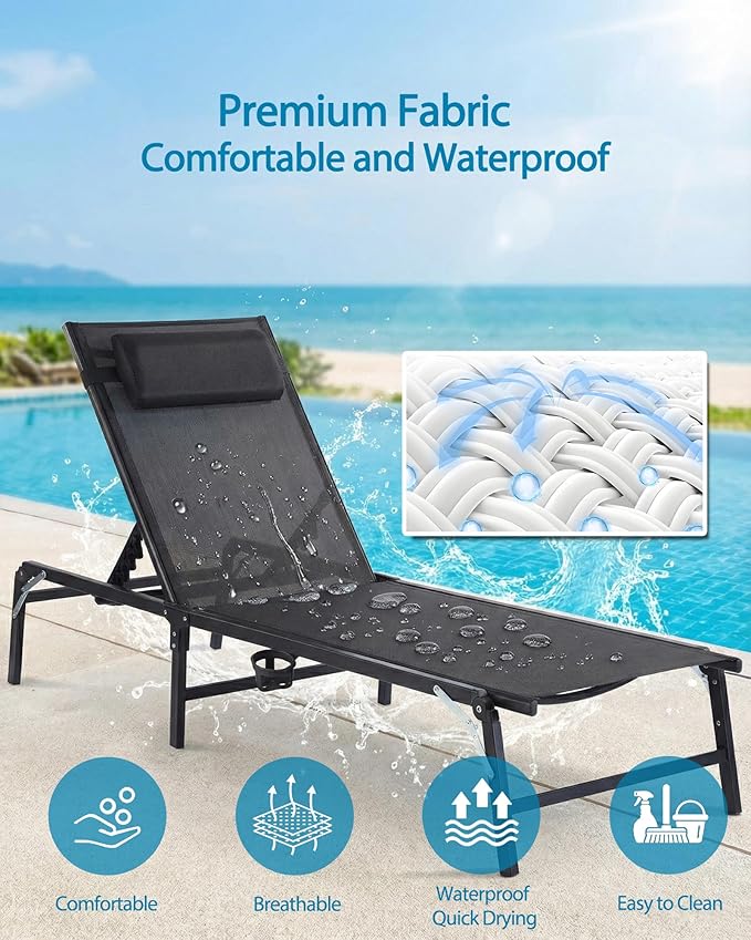 Foldable Chaise Lounge Chair - Image 5