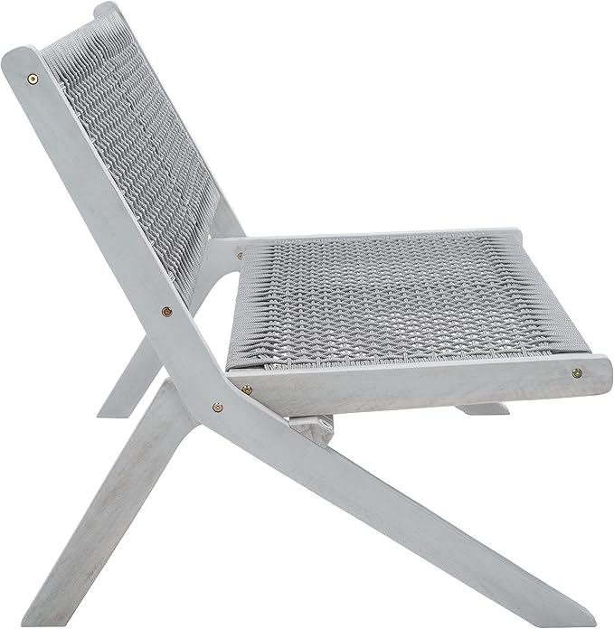 SAFAVIEH Outdoor Collection Kobina Grey Acacia Wood/Grey Rope Foldable Bench - Image 9